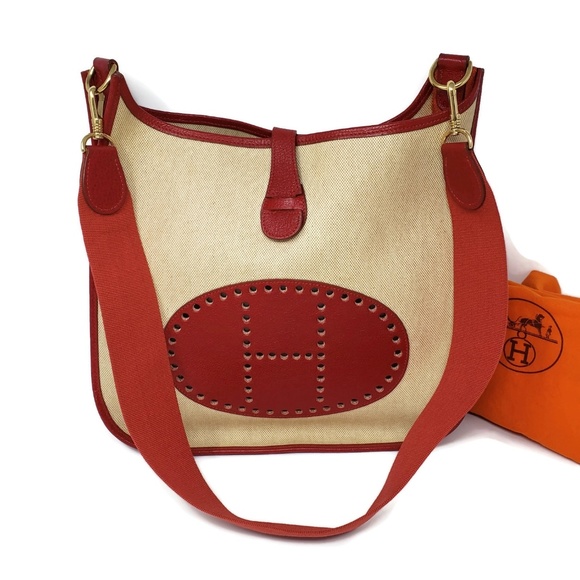 Hermes Handbags - 100% Aut HERMES Evelyn GM Toile H Crossbody Bag